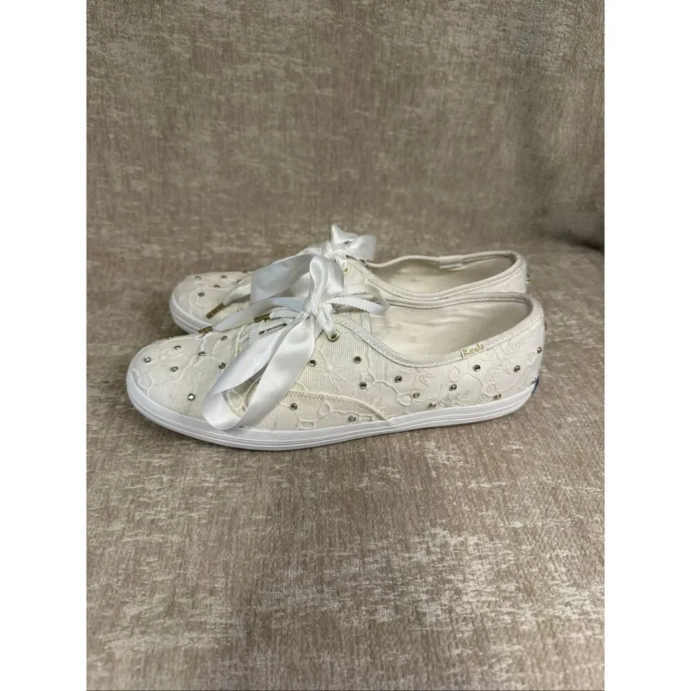 Keds X Kate Spade New York Women's Champion Bridal Lace Sneakers White Size 9